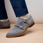 Zelli Legerra Goat Suede Monk Strap Grey (56-105-GRY)