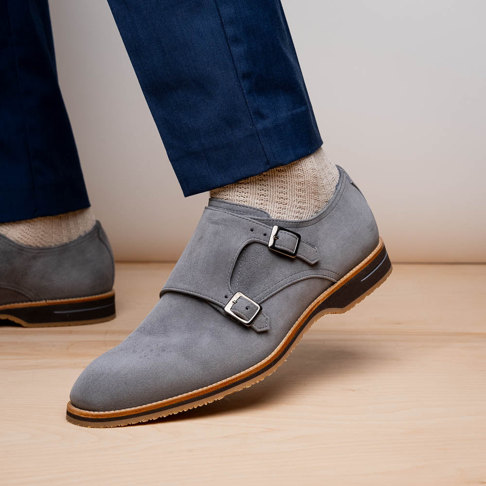 Zelli Legerra Goat Suede Monk Strap Grey (56-105-GRY)