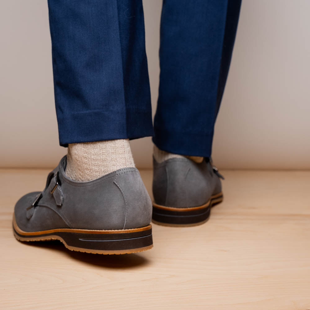 Zelli Legerra Goat Suede Monk Strap Grey (56-105-GRY)