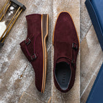 Zelli Legerra Suede Goatskin Double Monkstrap Shoes Bordeaux (56-105-BDX)