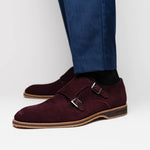 Zelli Legerra Suede Goatskin Double Monkstrap Shoes Bordeaux (56-105-BDX)