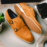 Zelli Legerra Suede Monk Strap Shoes Cognac (56-100-CGN)