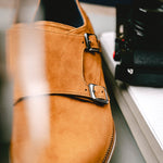 Zelli Legerra Suede Monk Strap Shoes Cognac (56-100-CGN)