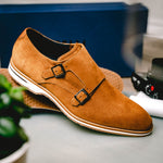 Zelli Legerra Suede Monk Strap Shoes Cognac (56-100-CGN)
