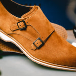 Zelli Legerra Suede Monk Strap Shoes Cognac (56-100-CGN)