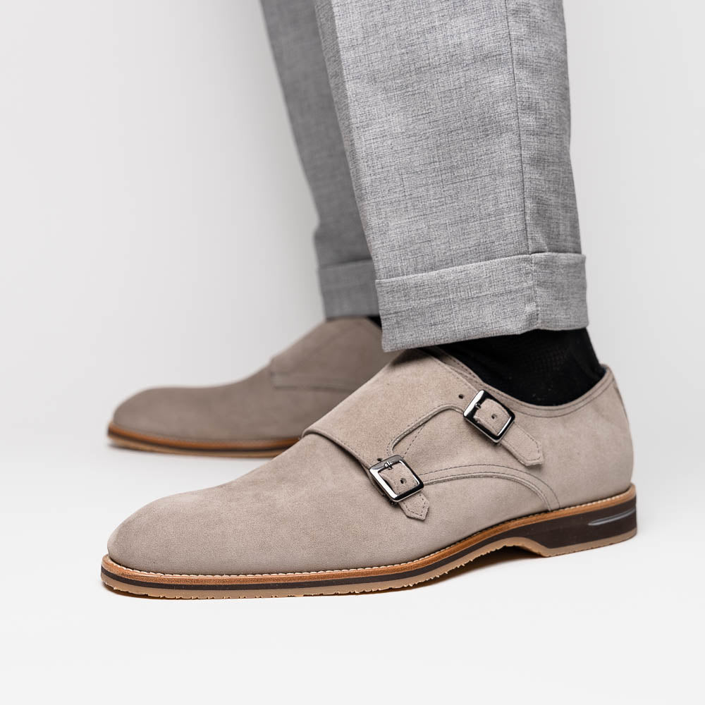 Zelli Legerra Suede Goatskin Double Monkstrap Shoes Sand (56-105-SND)