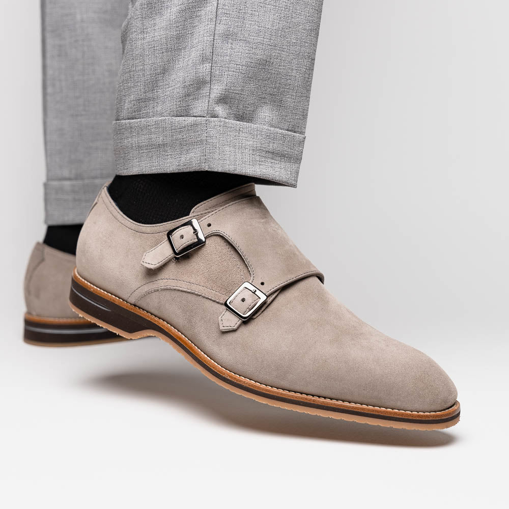 Zelli Legerra Suede Goatskin Double Monkstrap Shoes Sand (56-105-SND)