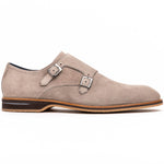 Zelli Legerra Suede Goatskin Double Monkstrap Shoes Sand