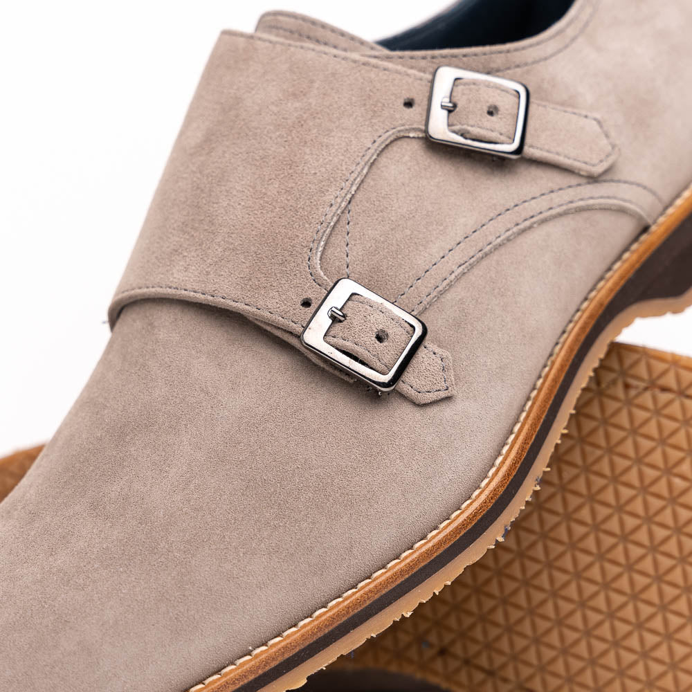 Zelli Legerra Suede Goatskin Double Monkstrap Shoes Sand (56-105-SND)