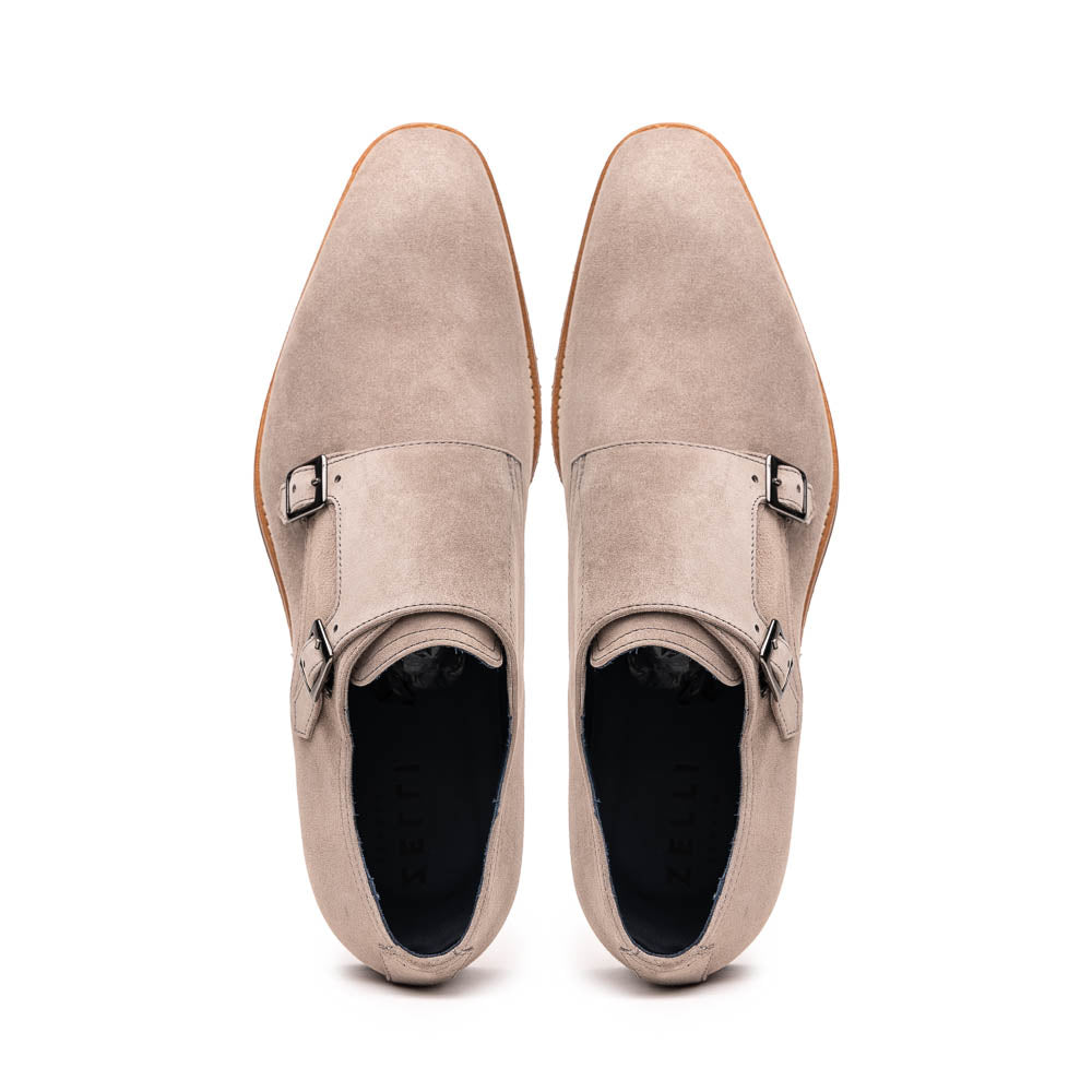 Zelli Legerra Suede Goatskin Double Monkstrap Shoes Sand (56-105-SND)