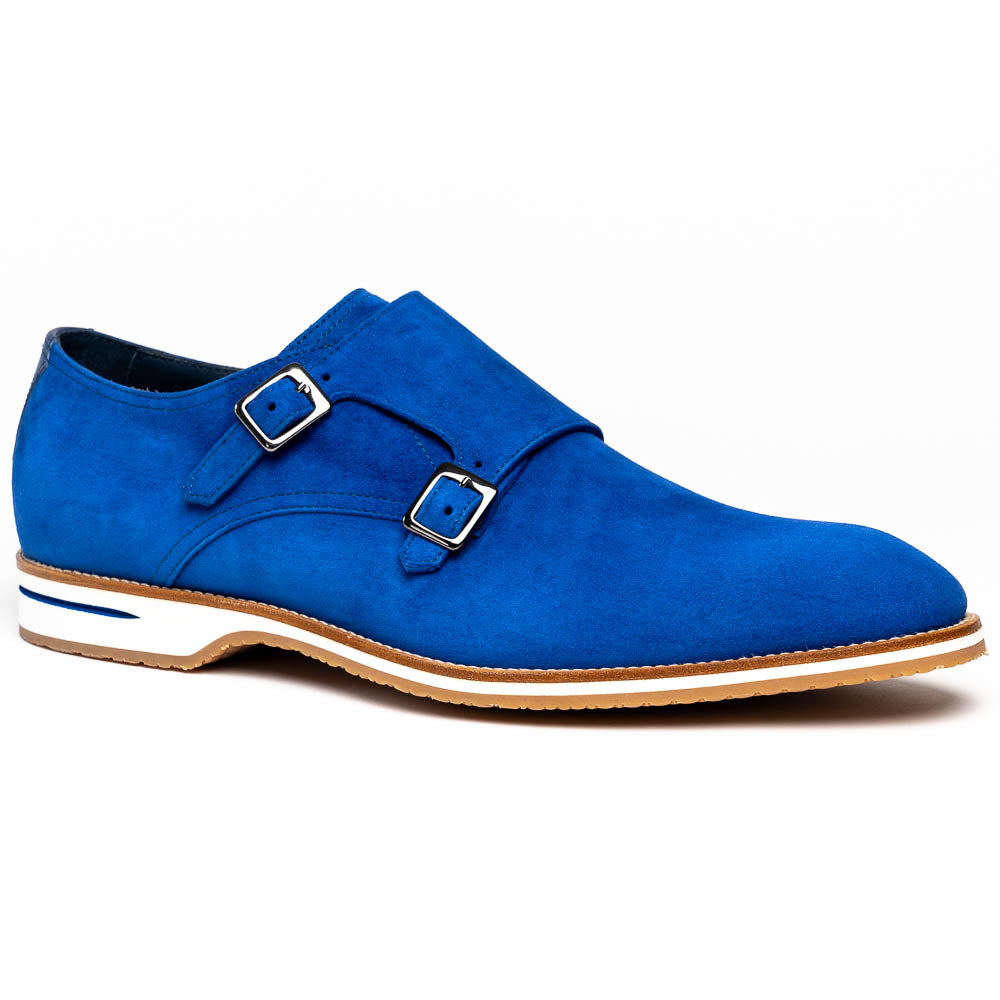 Zelli Legerra Suede Monk Strap Shoes Blue (56-100-BLU)