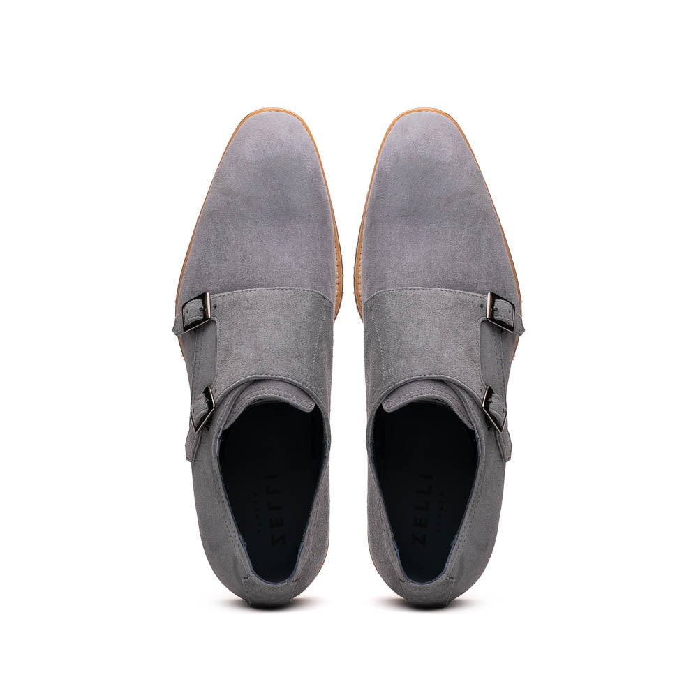 Zelli Legerra Goat Suede Monk Strap Grey (56-105-GRY)