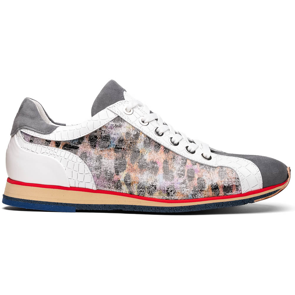 Zelli Leo Sueded Italian Goatskin Sneakers Grey Multi