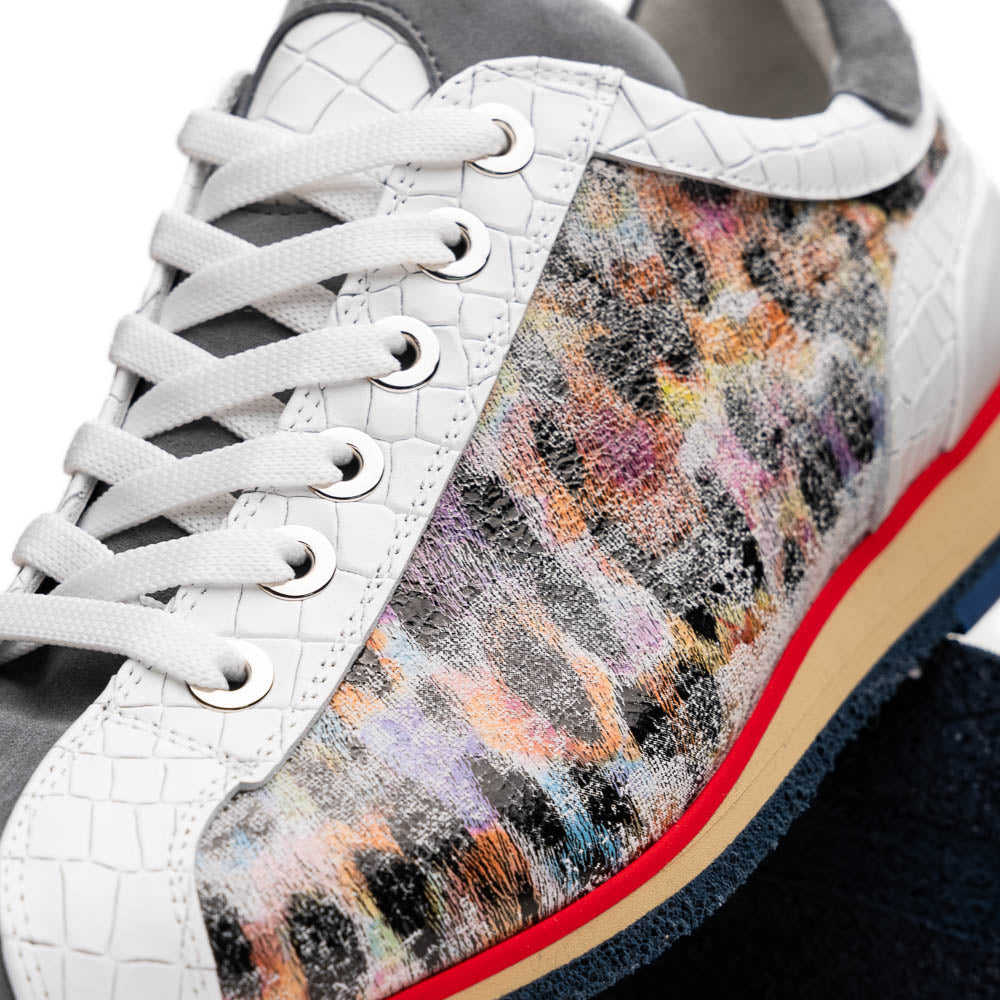 Zelli Leo Sueded Italian Goatskin Sneakers Grey Multi (66-250-GRY)