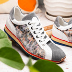 Zelli Leo Sueded Italian Goatskin Sneakers Grey Multi (66-250-GRY)