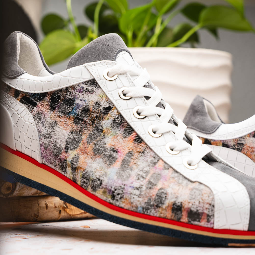 Zelli Leo Sueded Italian Goatskin Sneakers Grey Multi (66-250-GRY)
