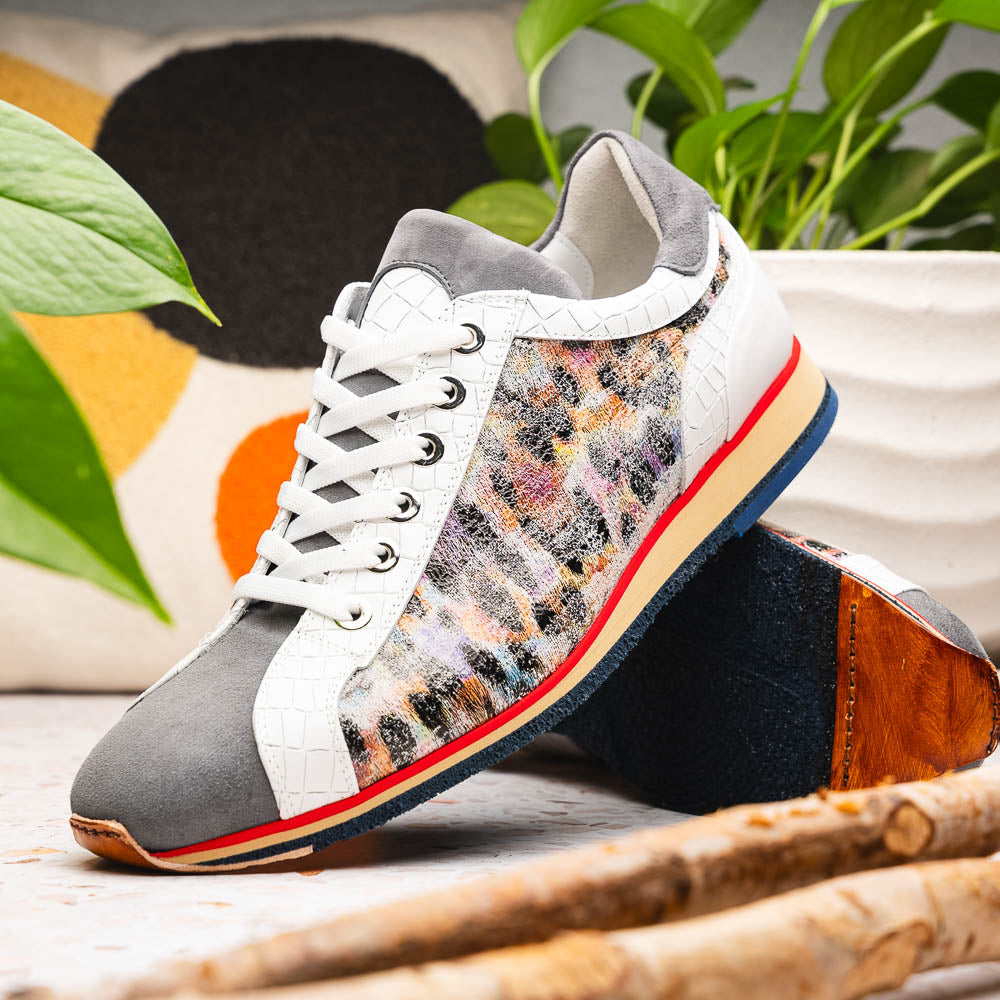 Zelli Leo Sueded Italian Goatskin Sneakers Grey Multi (66-250-GRY)