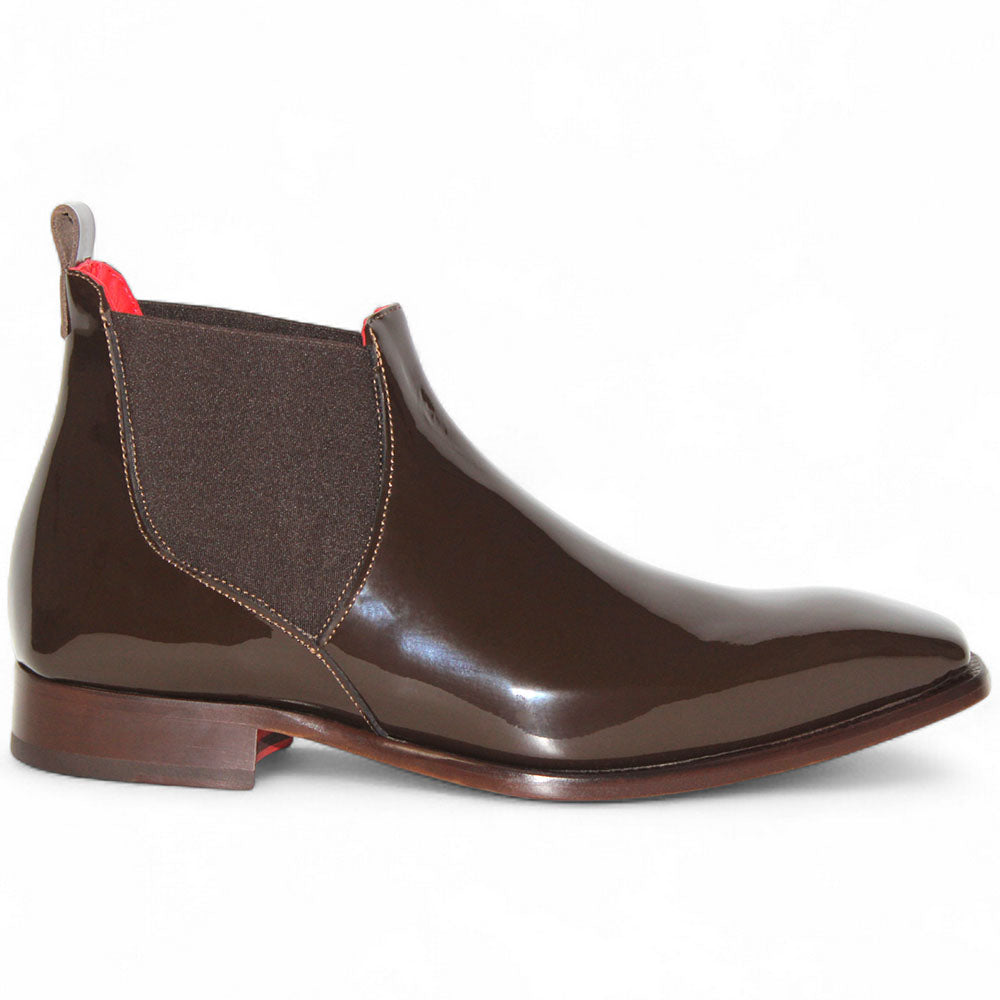 Emilio Franco Leonardo Patent Leather Boots Chocolate