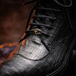 Marco Di Milano Leoni Caiman Crocodile Lace Up Boots Oil Black