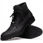 Marco Di Milano Leoni Caiman Crocodile Lace Up Boots Oil Black
