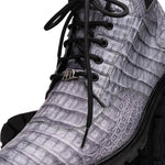 Marco Di Milano Leoni Caiman Crocodile Lace Up Boots Oil Gray