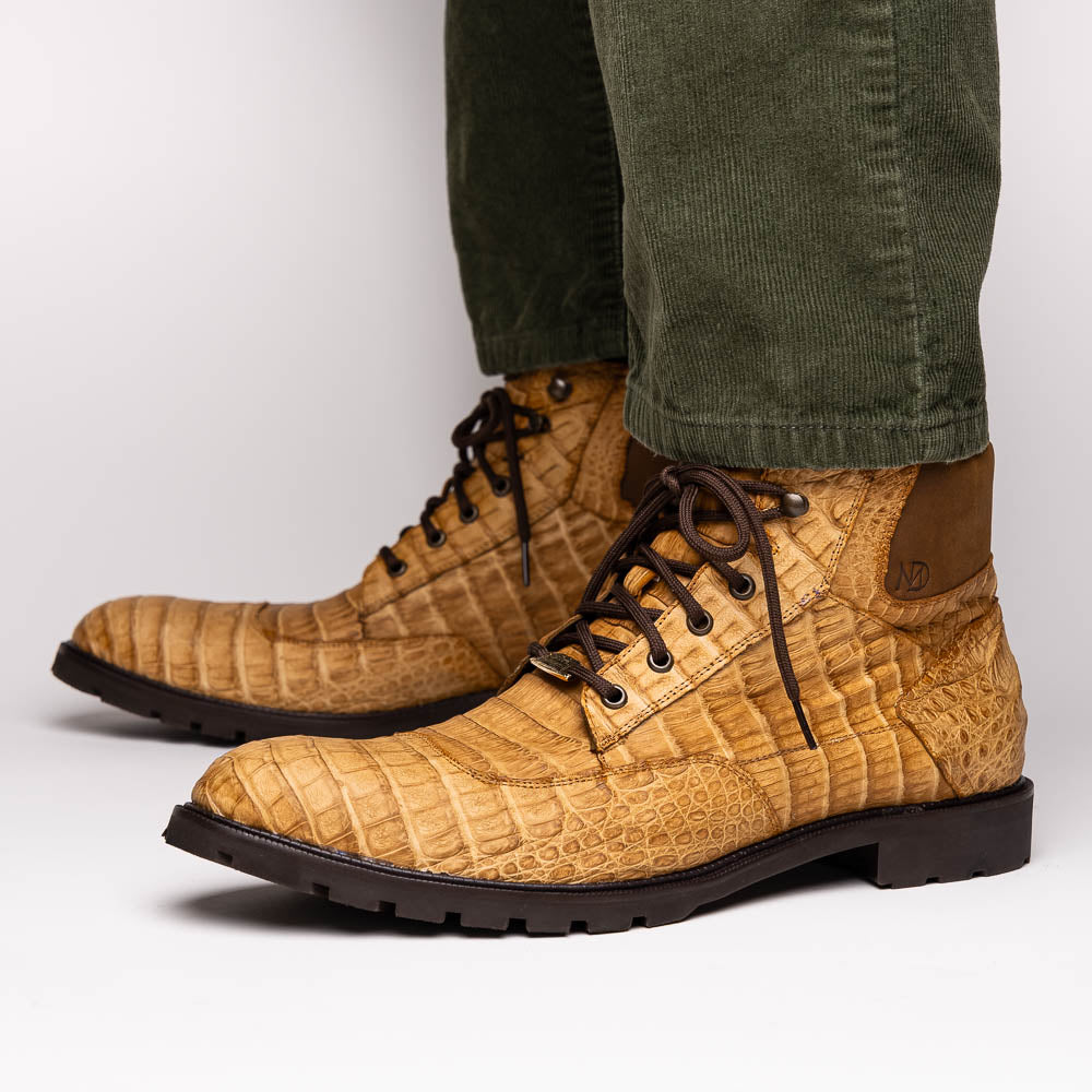 Marco Di Milano Leoni Caiman Crocodile Lace Up Boots Oil Orix