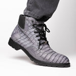 Marco Di Milano Leoni Caiman Crocodile Lace Up Boots Oil Gray