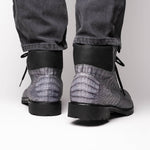 Marco Di Milano Leoni Caiman Crocodile Lace Up Boots Oil Gray