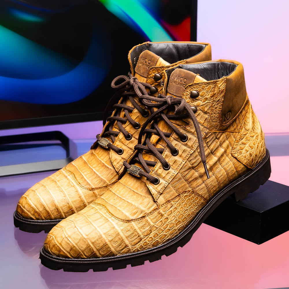 Marco Di Milano Leoni Caiman Crocodile Lace Up Boots Oil Orix
