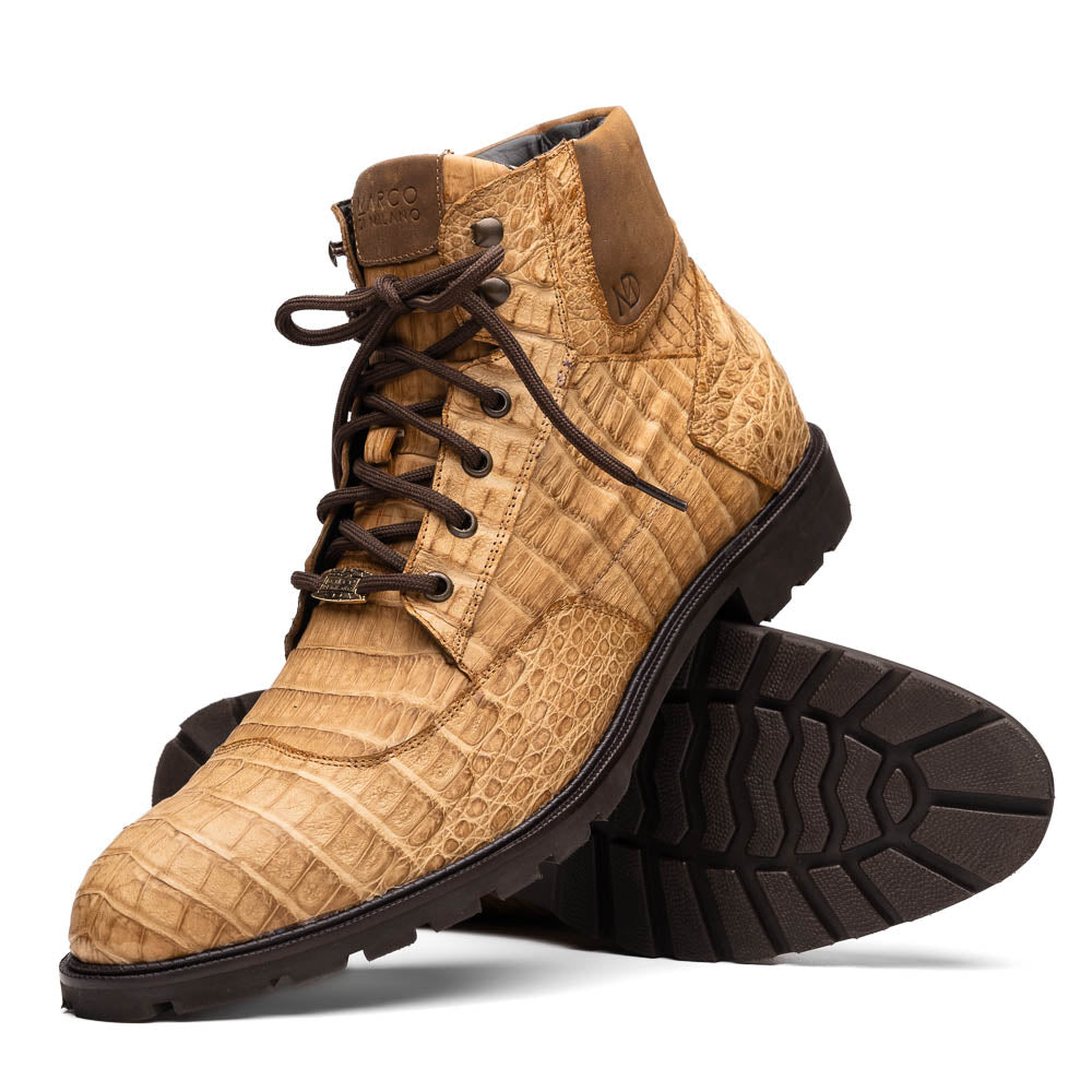 Marco Di Milano Leoni Caiman Crocodile Lace Up Boots Oil Orix