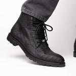 Marco Di Milano Leoni Caiman Crocodile Lace Up Boots Oil Black