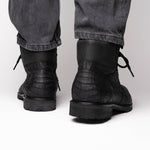 Marco Di Milano Leoni Caiman Crocodile Lace Up Boots Oil Black