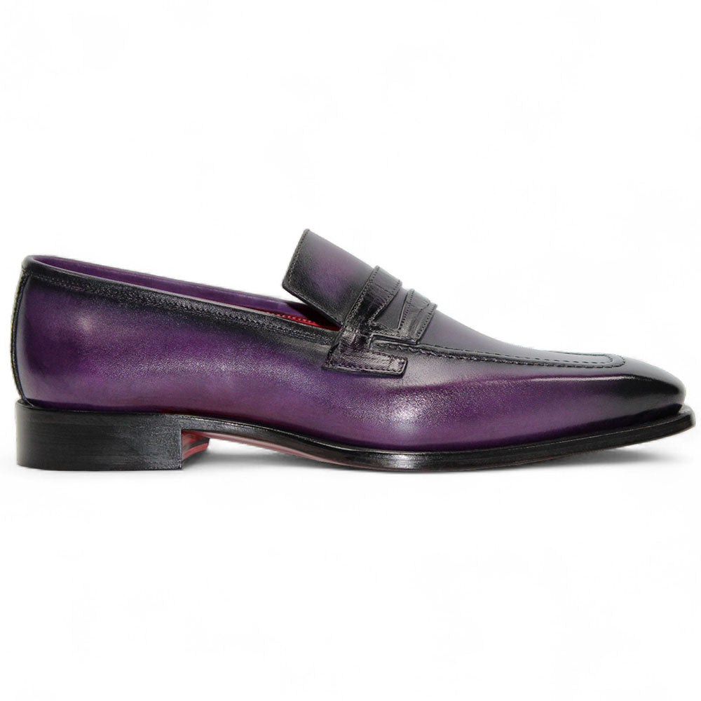 Fennix Liam Genuine Alligator & Leather Penny Loafers Purple