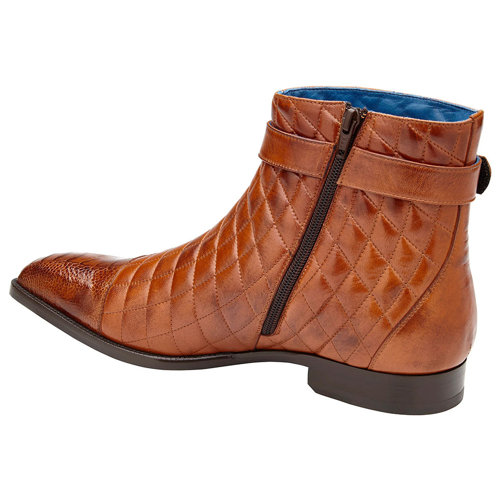 Belvedere Libero Ostrich & Quilted Leather Boots Ant. Almond (R80)
