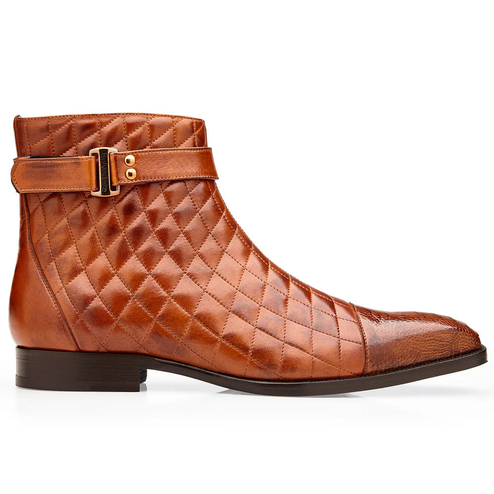 Belvedere Libero Ostrich & Quilted Leather Boots Ant. Almond (R80)