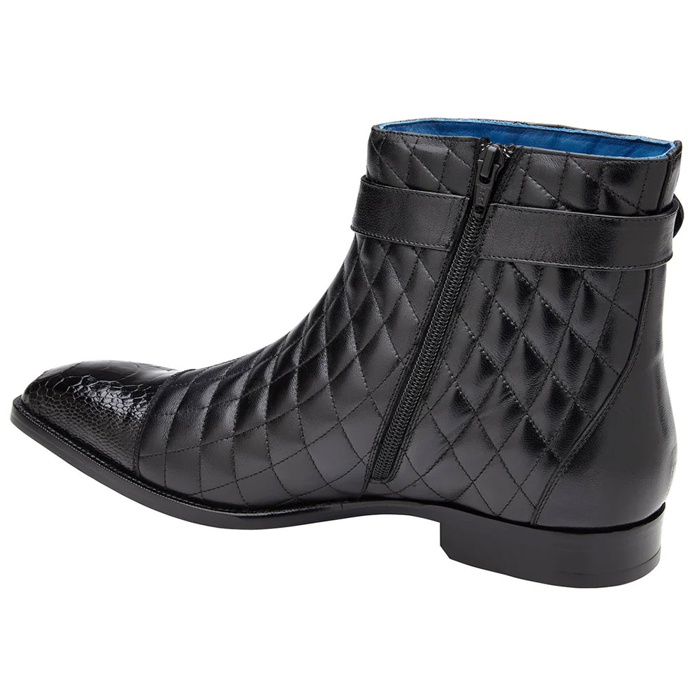 Belvedere Libero Ostrich & Quilted Leather Boots Black (R80)