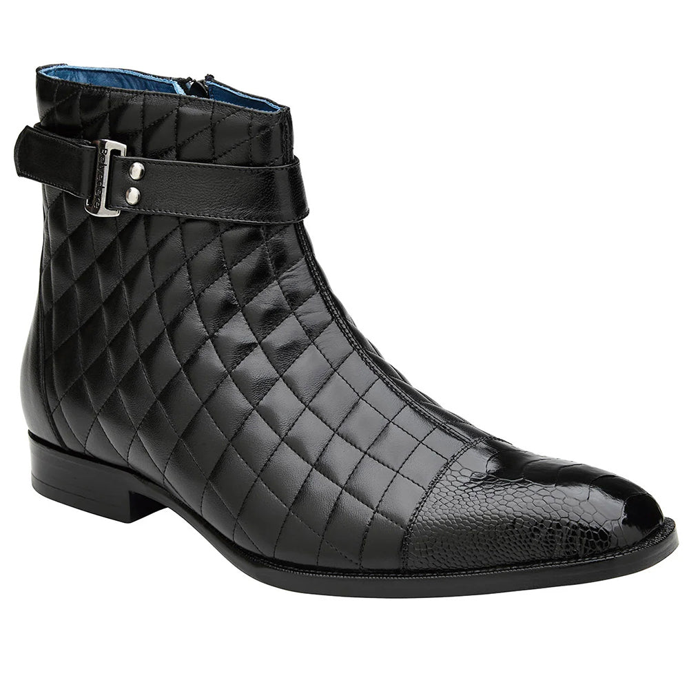 Belvedere Libero Ostrich & Quilted Leather Boots Black (R80)