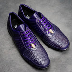Belvedere Astor Genuine Hornback Caiman Crocodile Crocodile / Calfskin Sneakers Purple (33599)