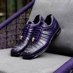 Belvedere Astor Genuine Hornback Caiman Crocodile Crocodile / Calfskin Sneakers Purple (33599)