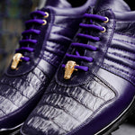 Belvedere Astor Genuine Hornback Caiman Crocodile Crocodile / Calfskin Sneakers Purple (33599)