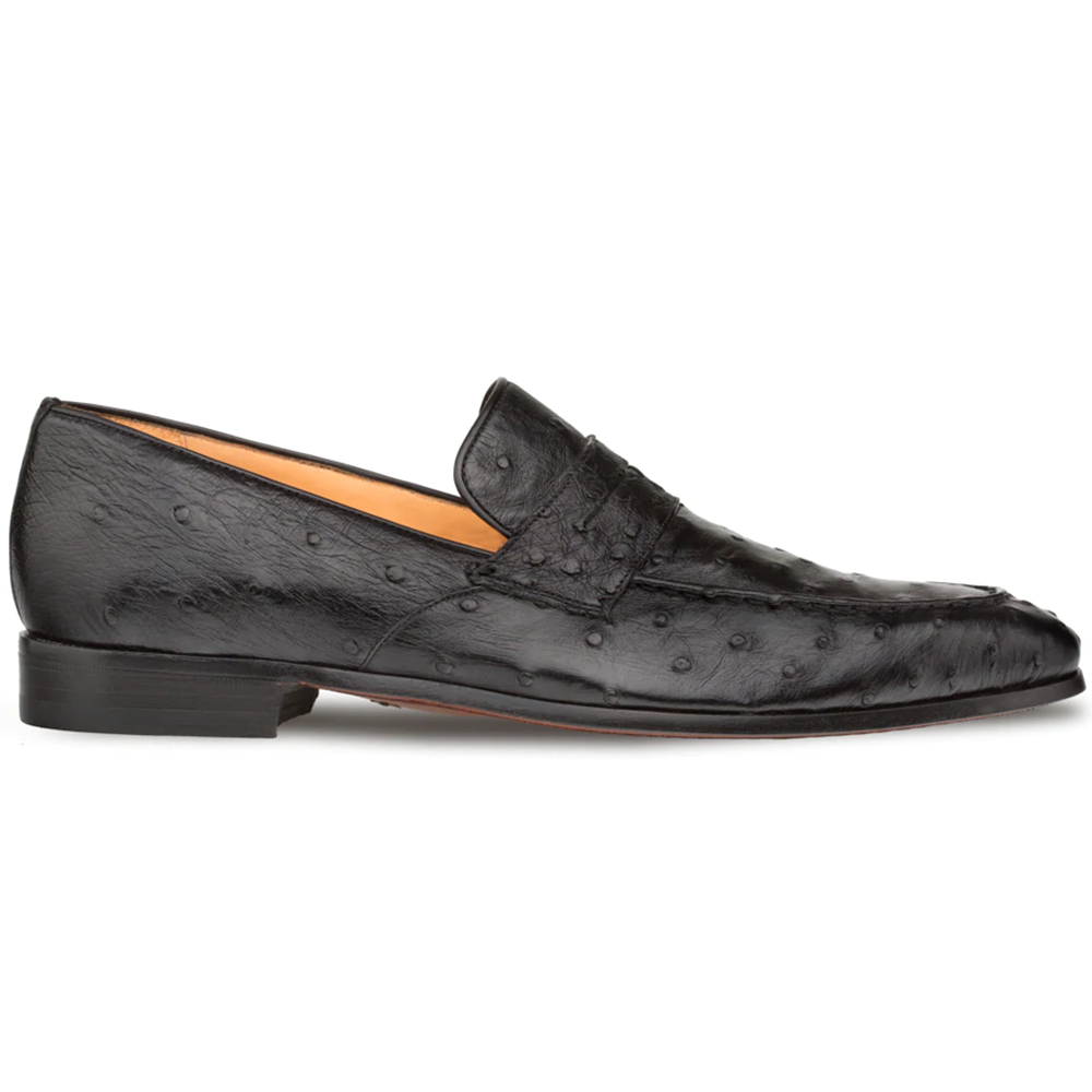 Mezlan Lisbon Ostrich Quill Penny Loafers Black
