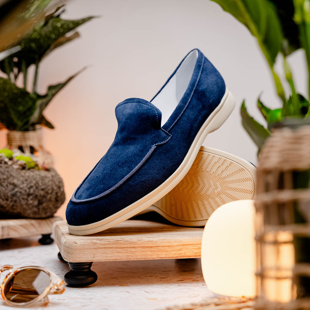 Zelli Livorno Sueded Italian Goatskin Loafer Navy (16-621-NVY)