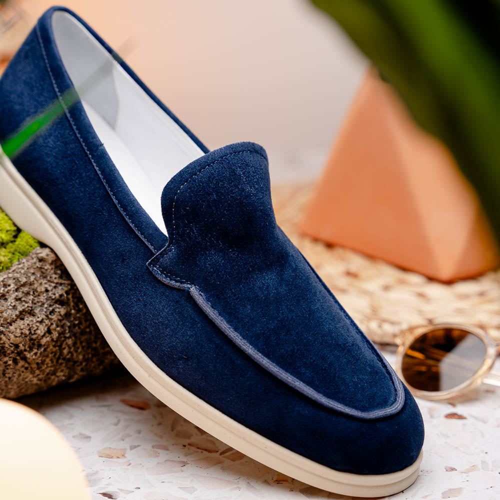 Zelli Livorno Sueded Italian Goatskin Loafer Navy (16-621-NVY)