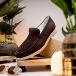 Zelli Livorno Sueded Italian Goatskin Loafer Brown (16-621-MOC)