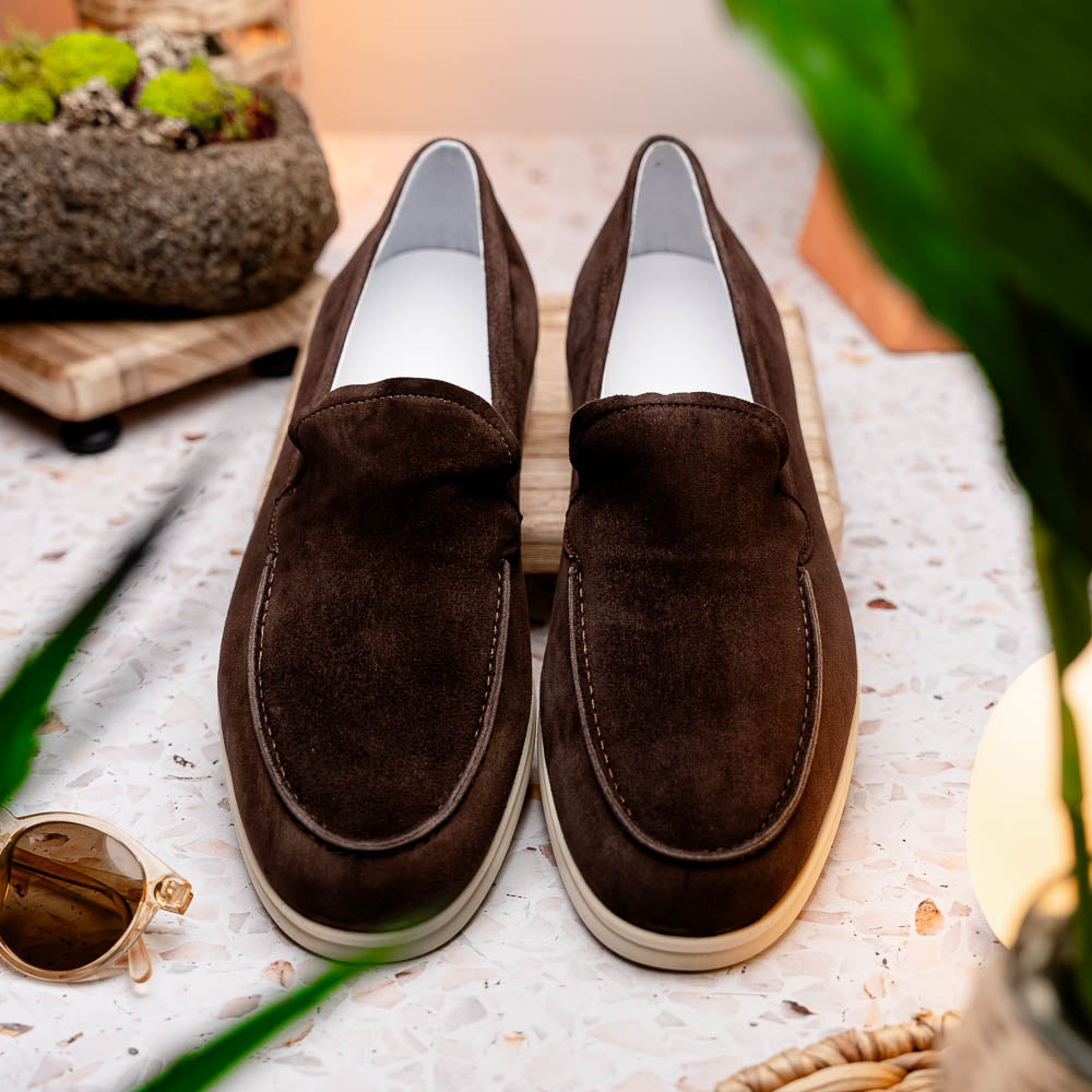 Zelli Livorno Sueded Italian Goatskin Loafer Brown (16-621-MOC)
