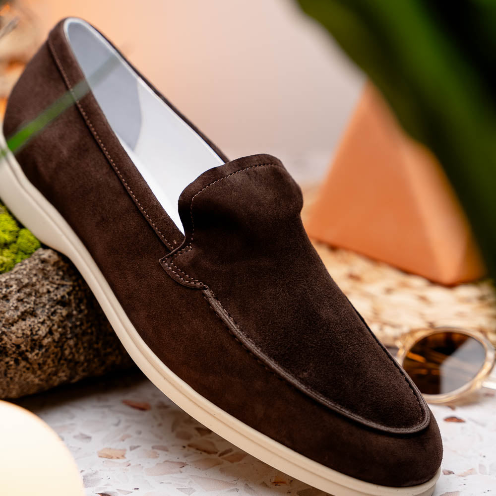 Zelli Livorno Sueded Italian Goatskin Loafer Brown (16-621-MOC)