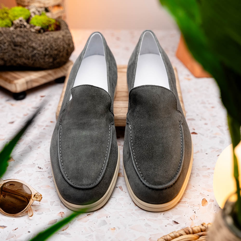 Zelli Livorno Sueded Italian Goatskin Loafer Grey