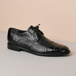 Los Altos Lizard & Caiman Cap Toe Shoes Black