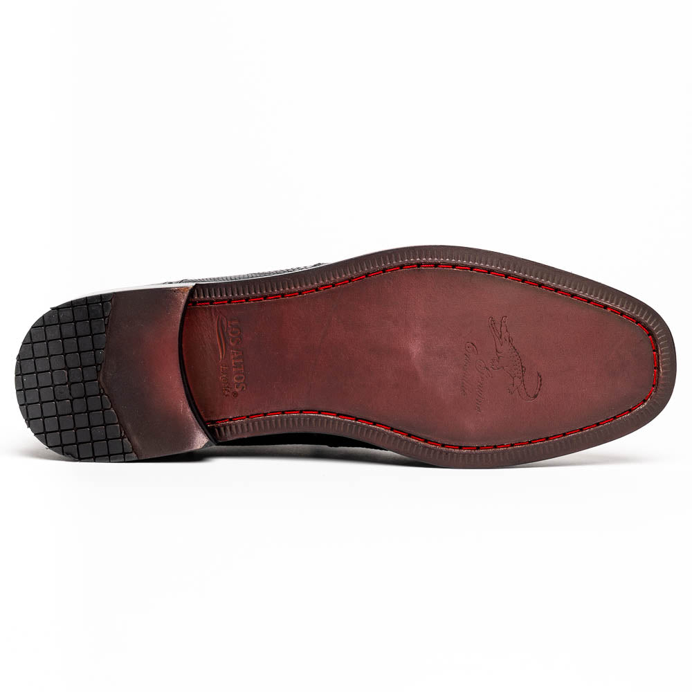 Los Altos Lizard & Caiman Cap Toe Shoes Black