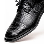 Los Altos Lizard & Caiman Cap Toe Shoes Black